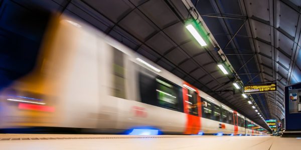 image of a moving train