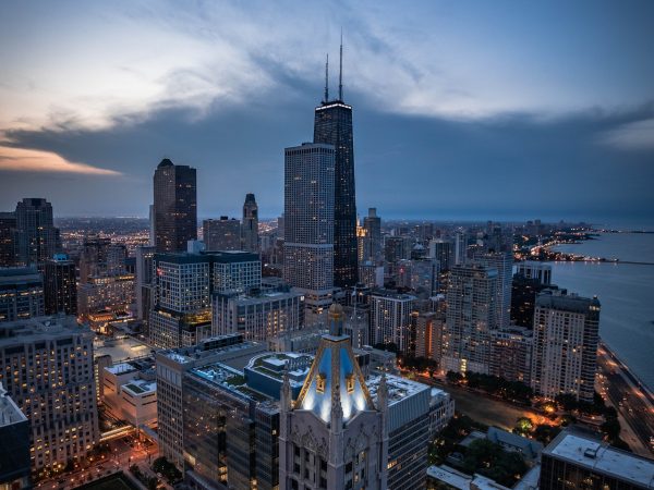 Downtown Chicago at night